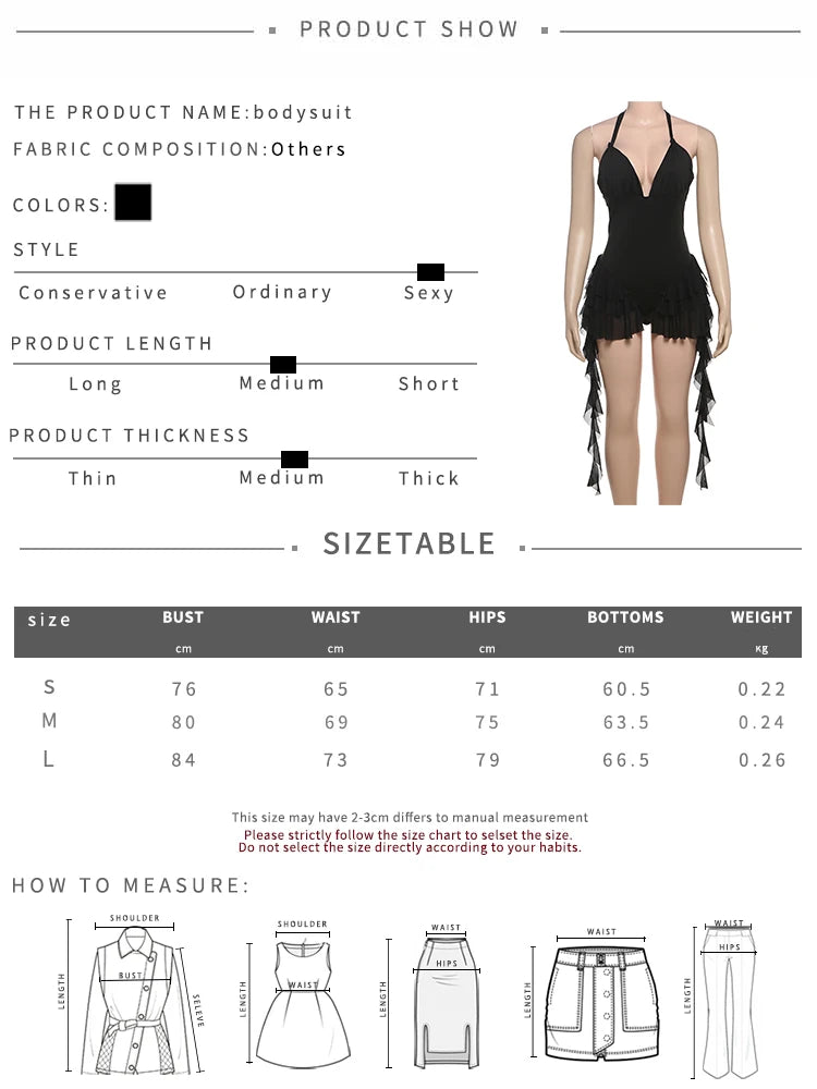 Tierred Ruffle Tassel Women Playsuits Sexy Hipster Halter V-neck Backless Rompers Music festivals Party Summer Romper