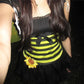 Women Bumble Bee Halloween Costume Dress Striped Mesh Puff Sleeve Bow Sunflower Decoration Tulle Tutu Mini Party Dress
