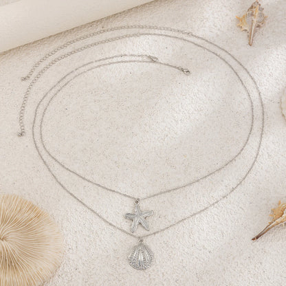 Sexy Simple Metal Starfish Scallop Pendant Waist Belly Chain for Women Summer Beach Bikini Vacation Body Jewelry Gift