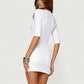 Women V Neck 3/4 Sleeve Bodycon Mini Dress Solid Color Slim Fit Pencil Short Dress Elegant Party Night Club Streetwear