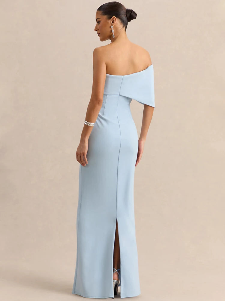 Off-shoulder Strapless Sexy Maxi Dress Women Elegant Patchwork Bow Backless Sleeveless Bodycon Club Party Long Dresses