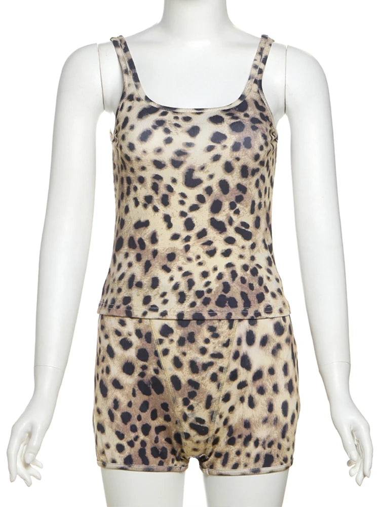 Raspberry Print 2 Piece Set Women Tracksuit Casual Shorts Sleeve Tank Tops+Biker Shorts Matching Activity Streetwear