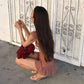 Sheer Floral Mesh Summer Dresses 2026 Woman French Vintage Fashion Sleeveless Ruffle Mini Dress C83