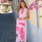Backless Women 3Piece Set Stack Trend Halter Tops+Split Tassel+Flowers Mesh Skirts Elegant Matching Vacation Clubwear