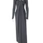 Women Halter Neck Backless Sexy Maxi Dress Long Sleeve Draped Pleated Elegant Wedding Guest Evening Party Long Dress
