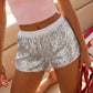 Y2K Sparkle Sequined Shorts Elastic Waist Loose Fit Glitter Hot Pants Women Nightclub Rave Festival Party Casual Bottoms