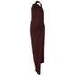 Asymmetrical Halter Backless Split Long Dresses Sexy Vacation Outfits Women's Summer Dresses Burgundy