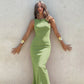 Sleeveless Backless Long Split Dresses Sexy Green Party Dresses for Woman Clothes
