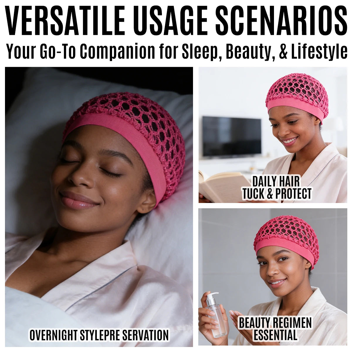 Women's Elastic Breathable Mesh Cap Soft Reusable Hair Protection Sleep Accessory Christmas Decor Gift Idea