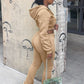 Casual Simple Women 2 Piece Set Pocket Hooded Zip Crop Jacket+Pants Sporty Matching Streetwear Skinny Basic Outfits