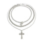 3 Pcs/Set Hip Hop Punk Silver Color Cross Star Pendant Necklace Men Kpop Creative OT Buckle Chain Necklace Daily Jewelry