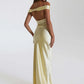 Satin Off-shoulder Backless Sexy Maxi Dress Women Gown Fashion Strapless Sleeveless High Waist Club Party Long Dresses