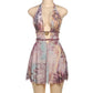 Sexy Print Beach Summer Dress Woman 2025 Deep V Neck Backless Mini Dresses Vacation Outfits