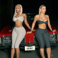 Wild Vacation 2 Piece Set Women Polka Dot Print Halter Tank Tops+Bike Shorts Stretch Matching Street Party Outfits