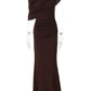 Irregular Ruched Sexy Maxi Dress For Women Elegant Autumn Inclined Shoulder Pleated Club Party Long Dresses Female