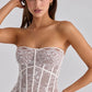 White Lace Corset Satin Sexy Maxi Dress Women Elegant Strapless Sleeveless Backless Bodycon Club Party Long Dresses