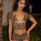 Sexy Fashion Print 3 Piece Sets Women Summer Trend Halter Bra Tops+Short Sleeve Crop Tops+Skinny Shorts Hipster Suits