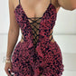 Leopard Print Romper Women Flocking V-Neck Tassel Sexy Summer Backless Coquette Thin Midnight Party Workout Playsuits
