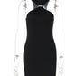 Summer Sleeveless Sexy Mini Dress Women Fashion Metal Ring Turtleneck Off-shoulder Strapless Club Party Dress Y2k