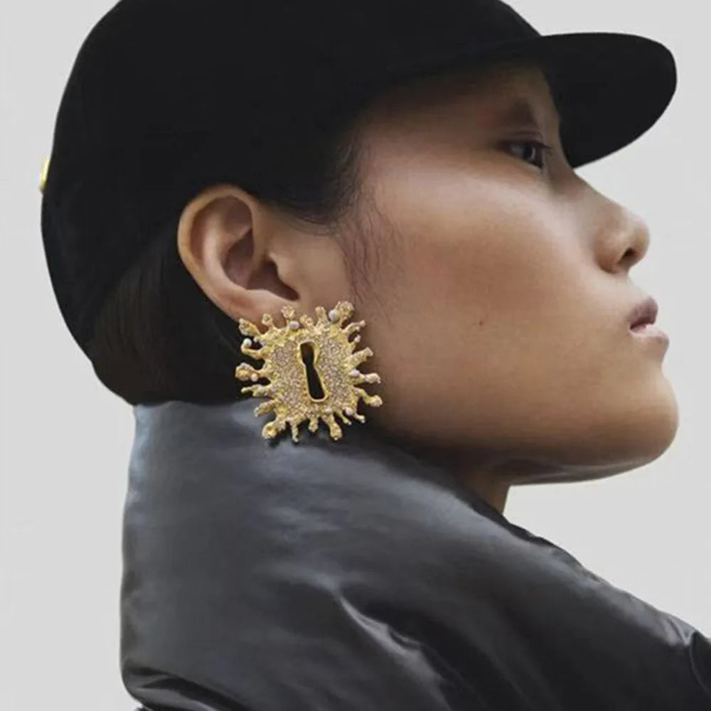 Gorgeous Shiny Rhinestone Gems Geometric Dangle Earrings for Women Jewelry Fashion Brand Ladys' Statement Earrings Accessories