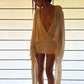 Cross Deep v-Neck Dress Women Long Flare Sleeve See Through Sexy Autumn Trend Party Classic Simple Solid Mini Bodycon