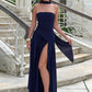 Elegant Off-shoulder Sexy Maxi Dress Women Gown Scarf Collar Strapless Sleeveless Backless High Split Long Dress Female