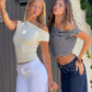 Asymmetrical One Shoulder Ruched Casual Draped Top Women Y2K Striped Off Shoulder T-Shirt Short Sleeve Cinched Waist Top