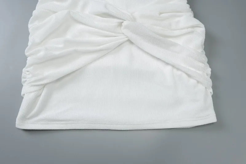 Sleeveless Twisted Mini Dress 2025 Woman Sexy White Dresses