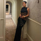 Sexy Summer Hollow Backless Sleeveless Maxi Dress Lace Mesh Splicing Black Party Evening Dresses Woman Elegant