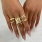 6Pcs/Set Retro Gold Color Irregular Geometric Open Rings for Women Trendy Simple Alloy Finger Ring Engagement Jewelry