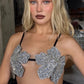 Handmade Women Sexy Carnival Festival Bralette Outfit Female Rhinestone Embellished Top Flora Crystal Bra Top Party Club