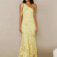 3D Floral Applique Sexy Maxi Dress Women Elegant One Shoulder Backless Sleeveless Bodycon Club Party Evening Long Dress