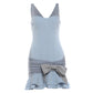 Patchwork Dress Women Bow Decoration v-Neck Ruffles Sleeveless Skinny High Elasticity Sweet Fashion Mini Bodycon