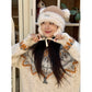 Y2K Cute Plush Hat Ear Flap Solid Tie Beanie For Women