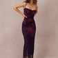 Purple Print Sexy Long Fishtail Dress For Women Robe New Spaghetti Strap Sleeveless Backless Ruched Maxi Dress Vestidos