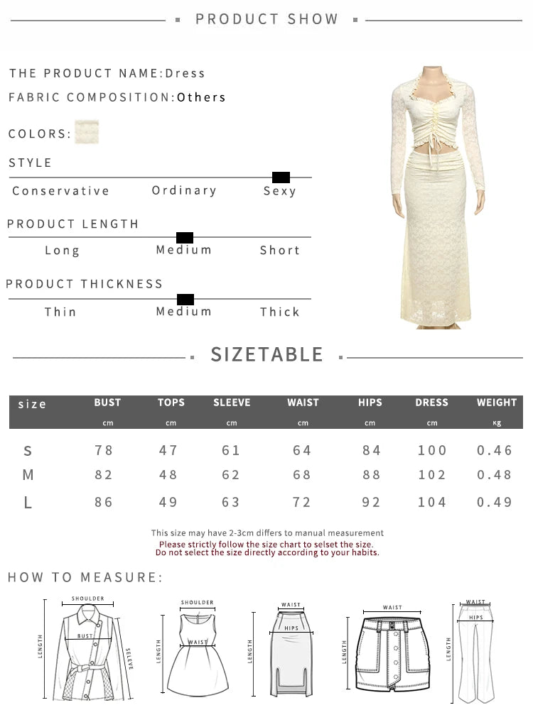 Creamy Color Style 2 Piece Set Women Ruffles Low-Neck Shirring Crop Tops+Ruched Waist Long Skirts Street Elegant Suit