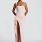 Elegant Spaghetti Strap Sexy Maxi Dress Women Gown Fashion Sleeveless Backless Thigh High Split Draped Club Long Dress