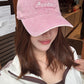 Vintage Washed Fashion Raw Edge Letter Embroidery Soft Top Baseball Cap Fashion Versatile for Women