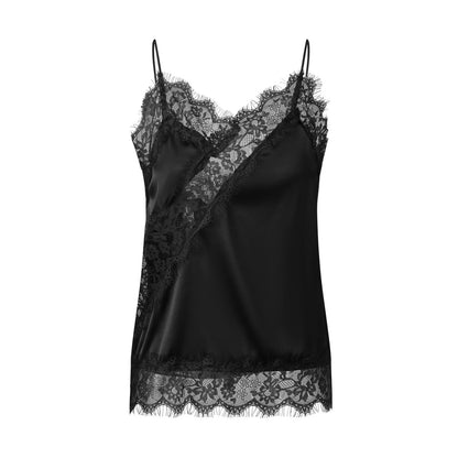 Women Lace Silk Satin Tank Tops Y2k Fairy V Neck Camisole Sleeveless Spaghetti Strap Summer Going Out Tops Streetwear