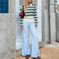 Women Lounge Pants Printed Fold Over Elastic Waist Wide Leg Pants Comfy Casual Loose Fit Trousers Homewear Bottoms