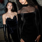 Sheer Off-shoulder Long Sleeve Sexy Maxi Dress Women Gown Elegant Half High Collar Backless Bodycon Club Party Dresses