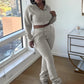 Casual Simple Women 2 Piece Set Pocket Hooded Zip Crop Jacket+Pants Sporty Matching Streetwear Skinny Basic Outfits
