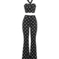 Sexy Fashion 2 Piece Set Woman Polka Dot Print Halter Backless Tank Tops+Elastic Waist Pants High Street Style Suits