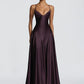 Satin Spaghetti Strap Sexy Maxi Dress Women Elegant Deep V Neck Sleeveless Backless Pleated Evening Club Party Dresses