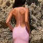 Shiny Sequins Long Dress Woman Low-Neck Backless Sleeveless High Waist Robe Summer Vacation Elegant Style Vestidos