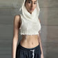 Hooded Sleeveless Knitted Sweater Vest Streetwear Fashion Sexy Y2k Crop Top Autumn Clothes Women 2023