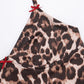 Bows Split 2 Piece Set Women Y2K Leopard Print Halter Bandage Camisole+Skirt Matching Street Stretch Skinny Clubwear