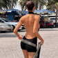 Black Backless Halter Playsuit Romper One Piece Jumpsuit Sexy Club Outfits 2026 Woman Summer Clothing