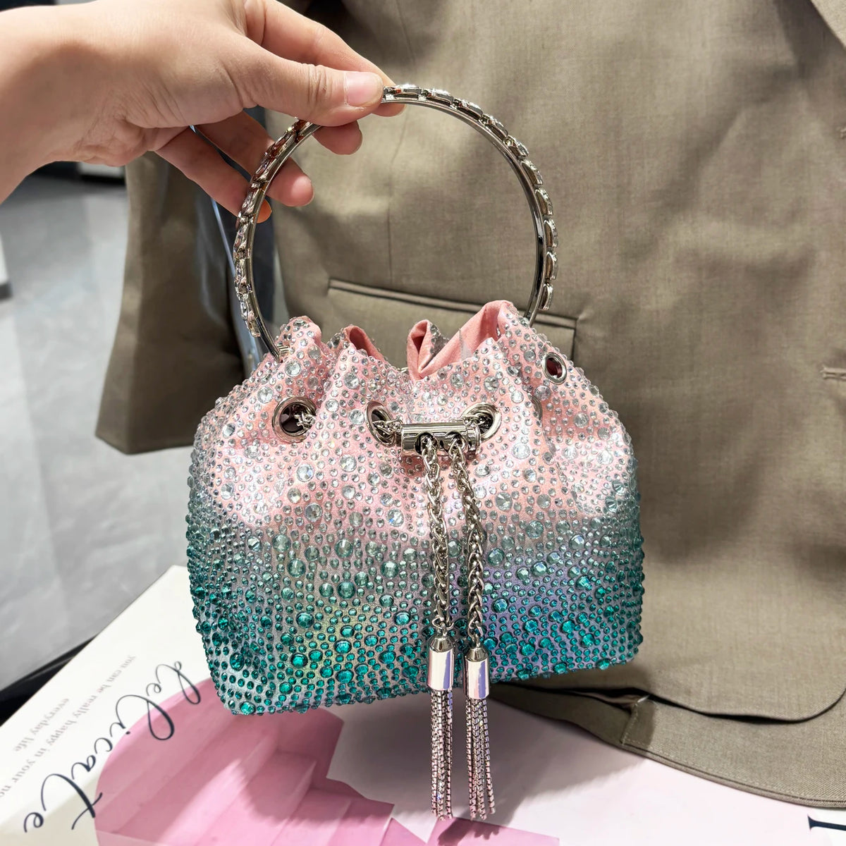 Rhinestones Evening clutch Bag Purses and handbag luxury Designer shoulder bag Shiny Crystal Clutch purse bucket bag