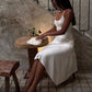 Patchwork Jacquard Simple 2-Piece Set Women Halter Bandage Backless Vest+Irregular Hem Folds Skirt Elegant Party Suit